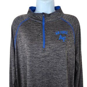 Air Force AF Quarter Zip Pullover Shirt Top Womens Size XXL Gray Blue
